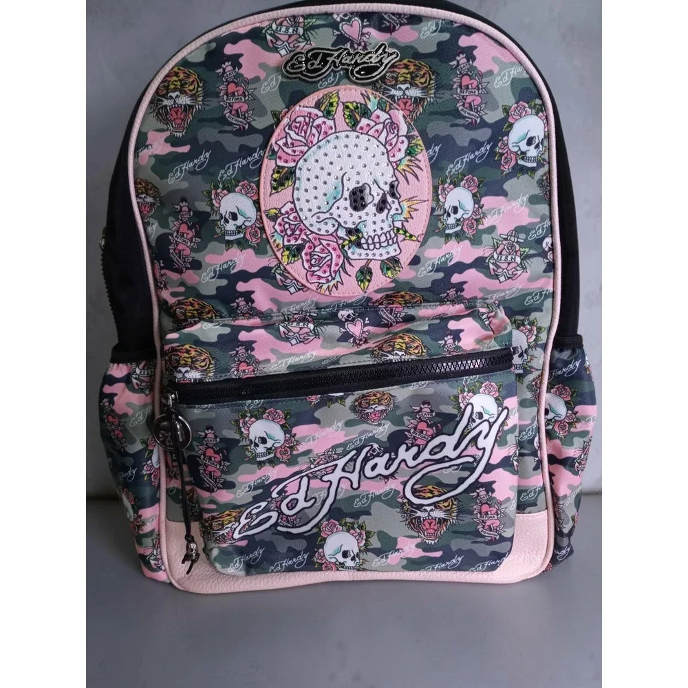 Ed Hardy Pink Camo Tattoo Skull Backpack EHH429-42-PKC NWT